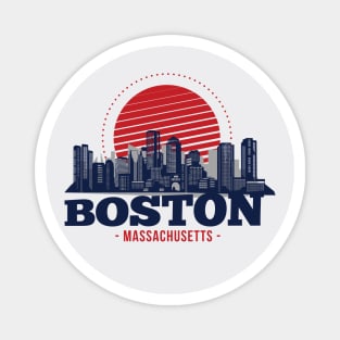 Retro Boston, Massachusetts Skyline Magnet